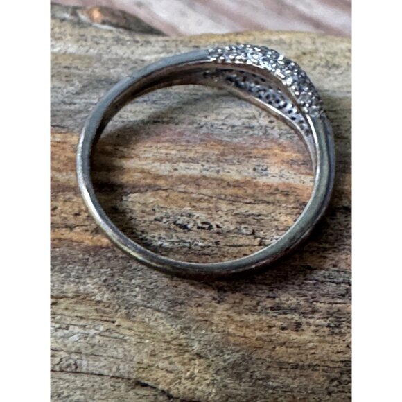 Sterling Silver 925 Ring With Pave-Style Clear Accents 2.22g - Picture 5 of 7